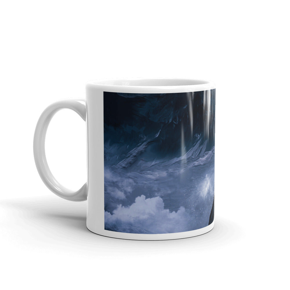 A Flame of Hurt and Harrow Cover Art White Glossy Mug