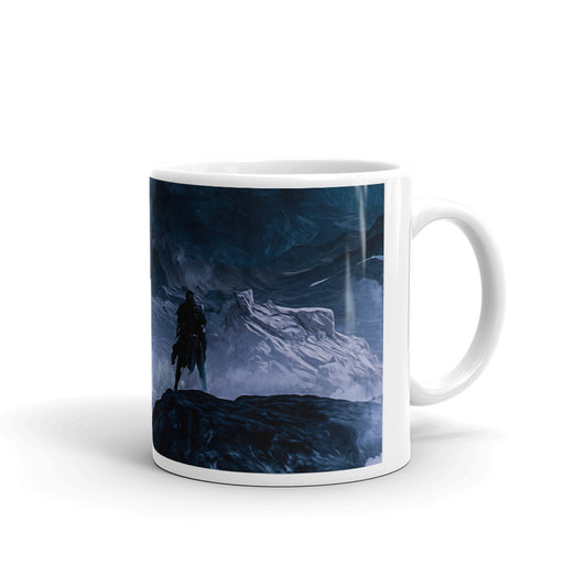 A Flame of Hurt and Harrow Cover Art White Glossy Mug