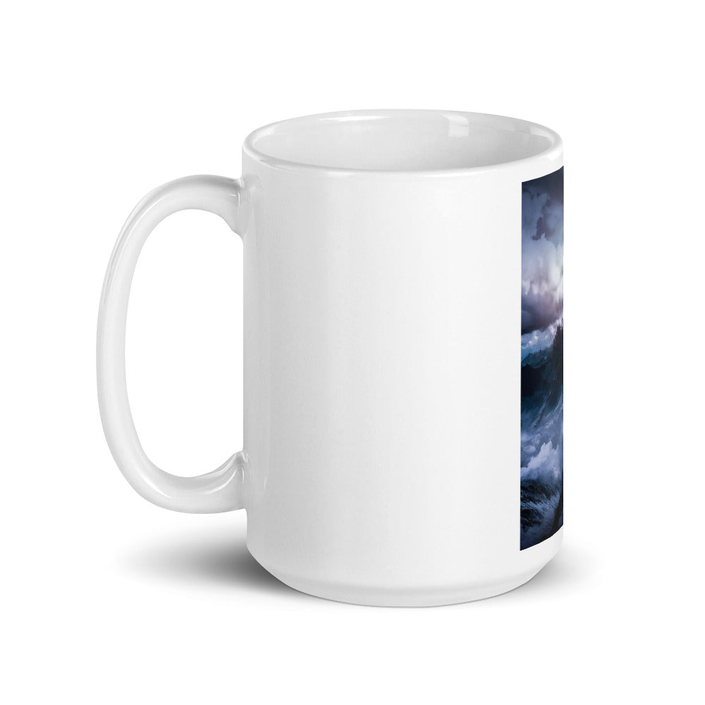 A Flame of Hurt and Harrow Cover Art White Glossy Mug