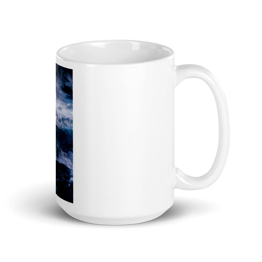 A Flame of Hurt and Harrow Cover Art White Glossy Mug